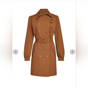 UNUSED New York & Company Brown Trench Coat Size XXL 2XL